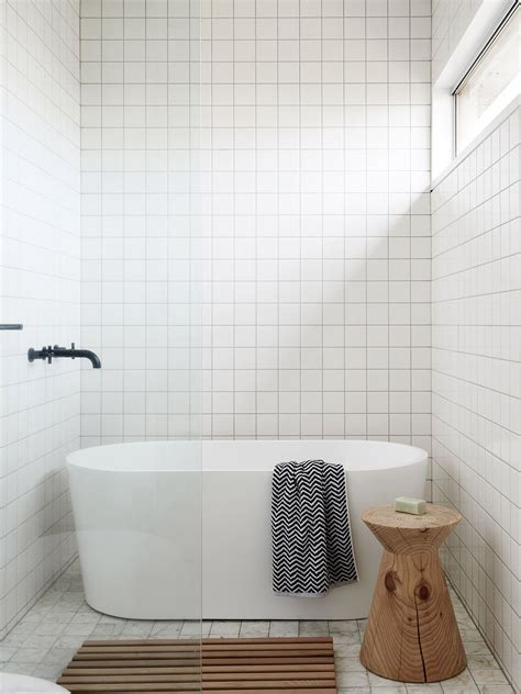 Square White Tile Bathroom With Gray Grout Jeff And Mariko Provan