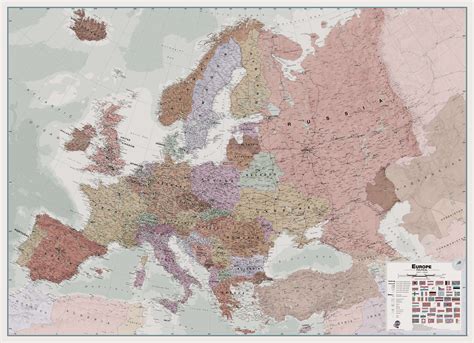 Large Executive Political Europe Wall Map Paper