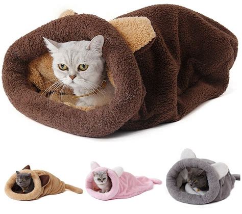 Cat Sleeping Bag Self Warming Kitty Sack Cave Bed Warm Hidding Place