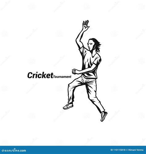 Joueur De Cricket Roulant Une Illustration De Vecteur De Boule