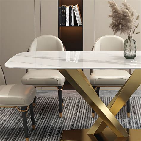 Rectangle Traditional Luxury Dining Table White Sintered Stone Table