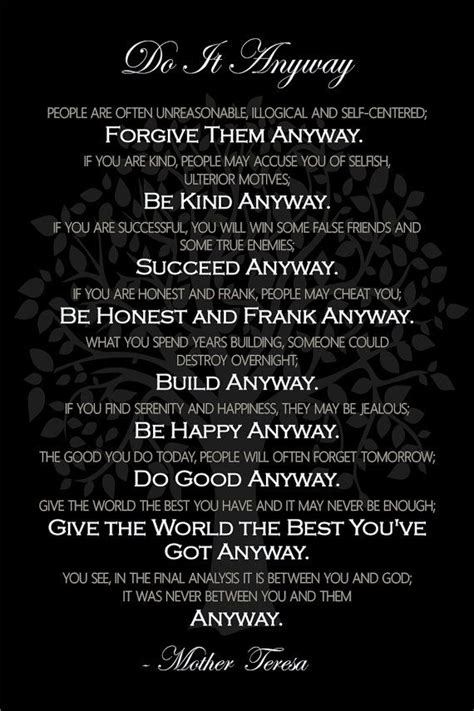 Do It Anyway Inspirational Quote By Mother Teresa