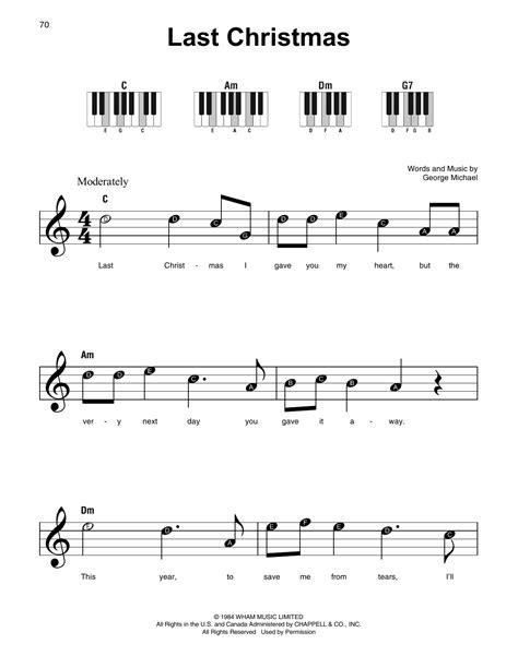 Last Christmas Sheet Music Wham Super Easy Piano