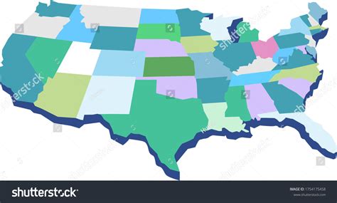 Colorful 3d Map United States America Stock Vector Royalty Free