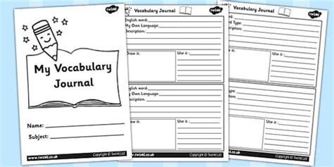 Class Vocabulary Journal Writing Frames Class Vocabulary