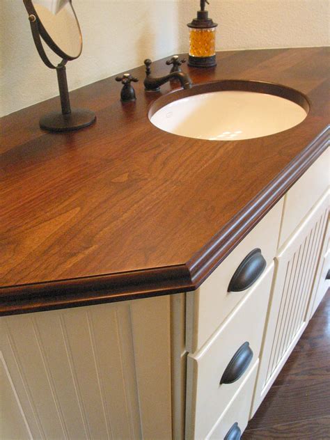 Custom Solid Wood Face Grain Walnut Counter Top With Dark Walnut Stain And Under Mount Sink