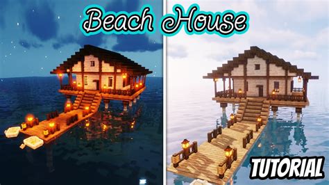How To Build A Minecraft Beach House Tutorial Youtube