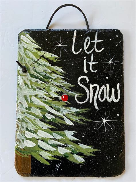 Christmas Tree slate sign, Painted slate sign, winter slate sign, winter door hanger, slate 