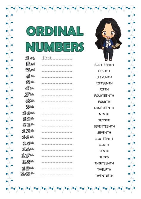 ordinal numbers interactive worksheet ordinal numbers english as a second language easy math