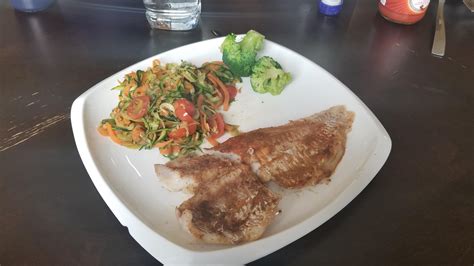 Keto fatique can have a dramatic impact on your energy, workouts, and general feeling. Wife supporting my Keto diet. Haddock, spiraled zucchini and carrots, and broccoli. : Keto_Food