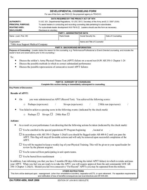 Record Apft Failure Counseling Template