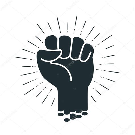 Male Clenched Fist Logo Or Label Power Force Strength Icon Vector