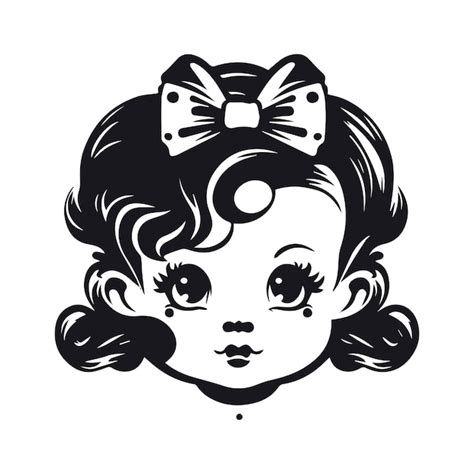 Premium Vector Cute Baby Face In Black And White Comic Style