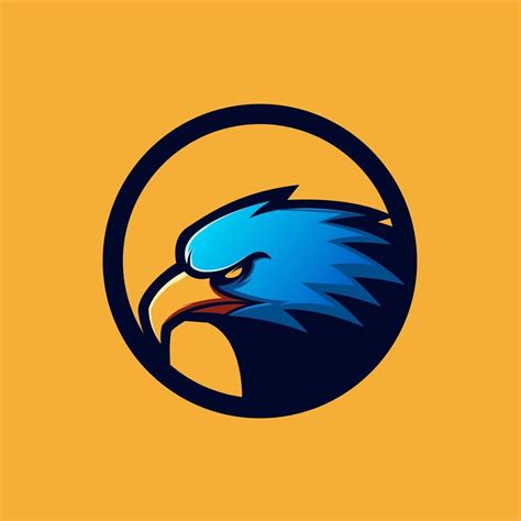 Awesome Blue Bird Logo Yellow Background Vector Mascot 3465903 Vector