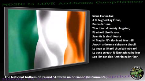 Ireland National Anthem Amhrán Na Bhfiann Instrumental With Lyrics