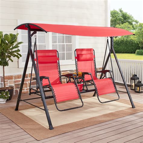 Mainstays 2 Seat Reclining Oversized Zero Gravity Swing With Canopy And Center Storage Console