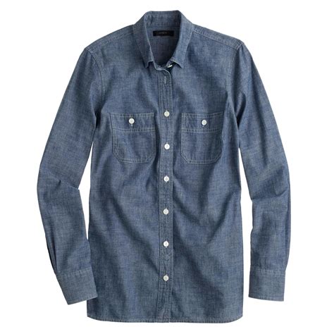 Selvedge Chambray Jcrew Chambray Shirt Denim Women Button Down