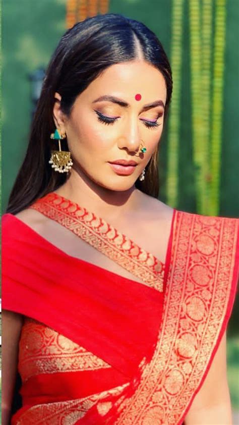 Hina Khan Jennifer Winget Erica Fernandes Hot In Red Traditional Saree