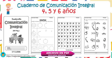 Cuaderno De Comunicación Integral Para Niños De 4 Y 5 Años