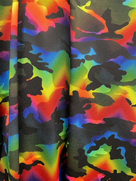 Tie Dye Rainbow Camouflage Print Nylon Spandex Fabric 4 Way Etsy