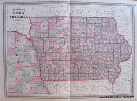 1870 Iowa And Nebraska Antique Map Maps Of Antiquity