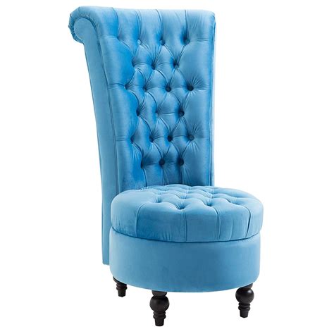Homcom Retro High Back Armless Chair Living Room Furniture Upholstered