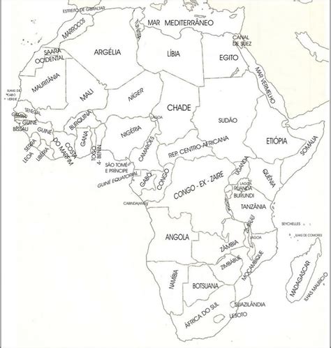 Mapa Político Da áfrica Para Colorir