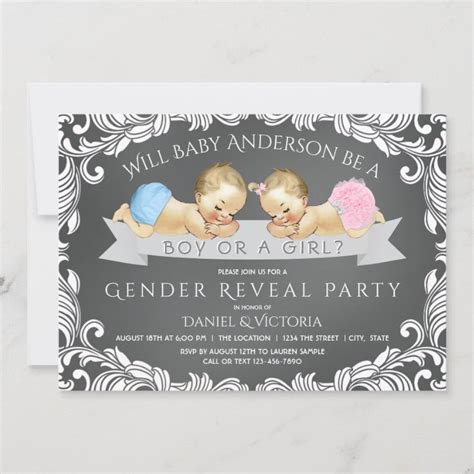 Chalkboard Gender Reveal Baby Shower Invitation Zazzle