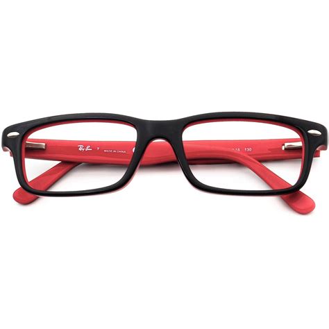 ray ban small eyeglasses rb 1535 3573 black red rectangular etsy