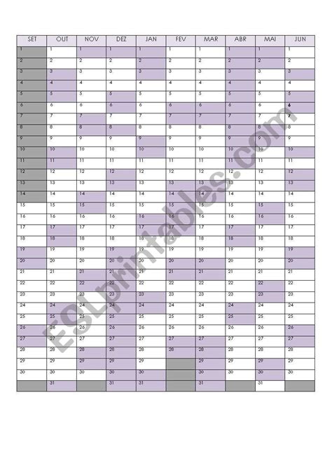 School Year Calendar 2009 2010 Portugal Esl Worksheet By Mokagil