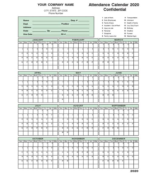 Free Printable Employee Attendance Calendar 2023 Get Your Hands On