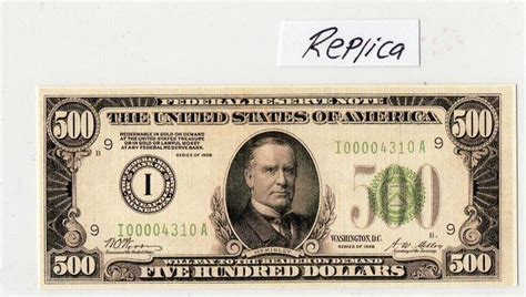 Novelty 500 Dollar Bill Reprintreplica Ebay Dollar Bill Dollar Bills