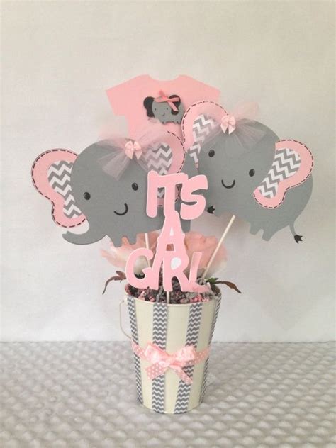 Pink And Gray Elephant Baby Shower Centerpiece By Alldiapercakes