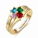 Gold Birthstone Rings Mothers Rings 1025 Sterling Silver Personalized ...