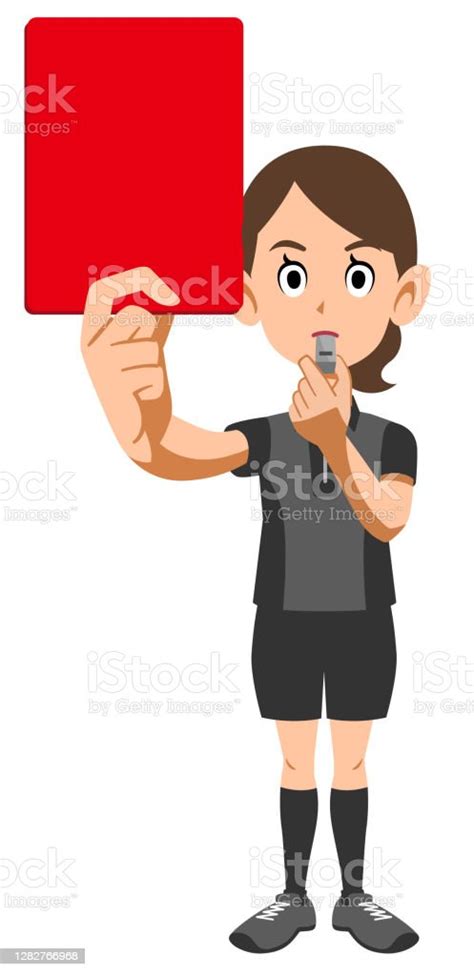 Soccer Referee Woman Showing A Red Card Stock Illustration Download