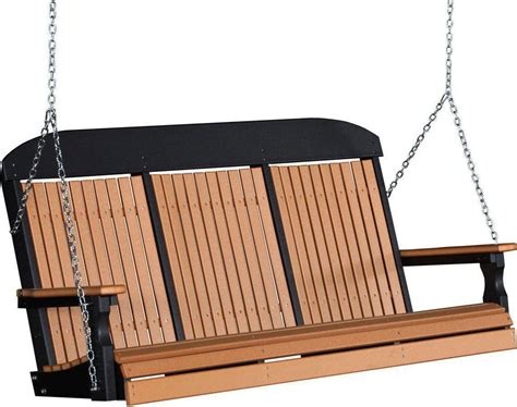 Luxcraft Classic 5 Porch Swing With Flip Down Center Console Porch Swing Contemporary Porch