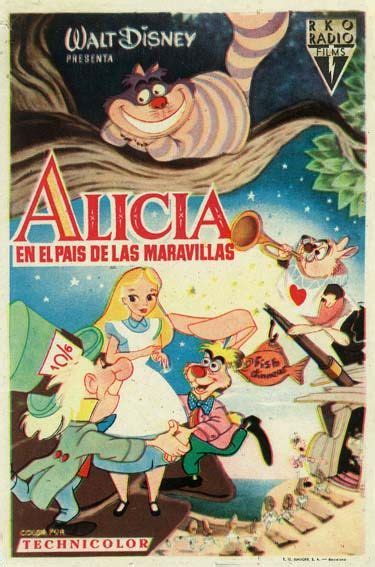 An Old Disney Movie Poster With Alice And The Seven Dwarfs