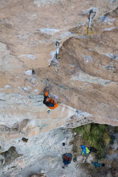 Extreme Sport Climbing Rock Climber Struggle For Success Outdoor