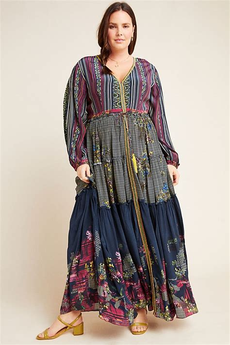 Bohemian Plus Size Long Sleeve Maxi Dresses