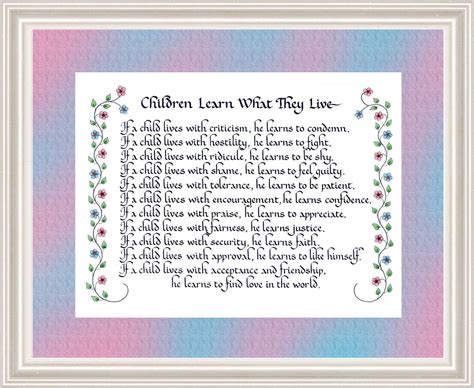 Children Learn What They Live By Dorothy Law Nolte Etsy Uk