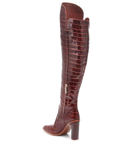 Max Mara Beboot Knee High Leather Boots In Brown Lyst