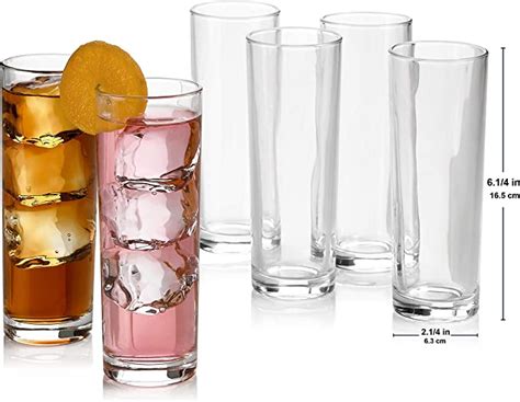 Set Of 8 Highball Glasses Cocktail Highball Glasses Tall Drinking Glasses For