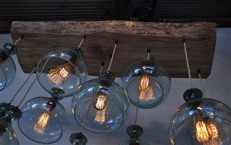 The Big Sur Live Edge Chandelier Recycled Glass Bottle Etsy