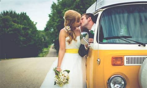 vw bus wedding photo shoot a retro wedding with volkswagon bus and sunshine yellow a video