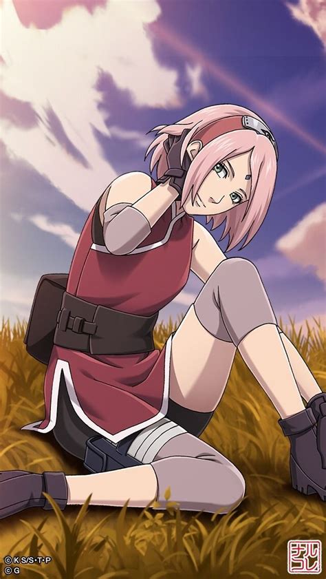 Naruto Haruno Sakura Uchiha Sasuke Sitting On Grass Leg Warmers