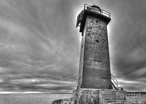 Manistique Lighthouse In Black And White Photograph By Twenty Two North