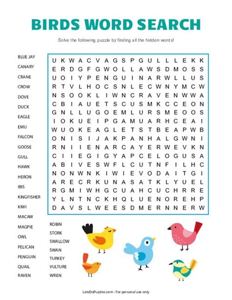 Birds Word Search