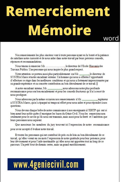 6 Exemple De Remerciements Mémoire Word Artofit