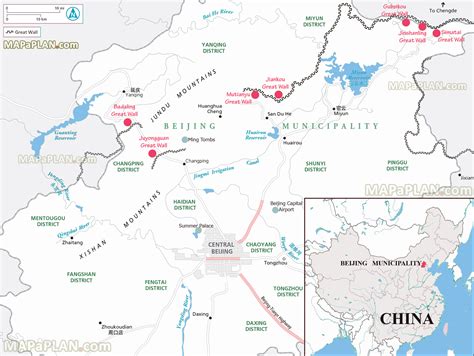 Beijing Printable Sightseeing Map Great Wall Of China Sightseeing