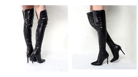 2019 Pu Women High Heel Pointed Black Sexy Thigh High Rubber Boots Women Buy Thigh Boots